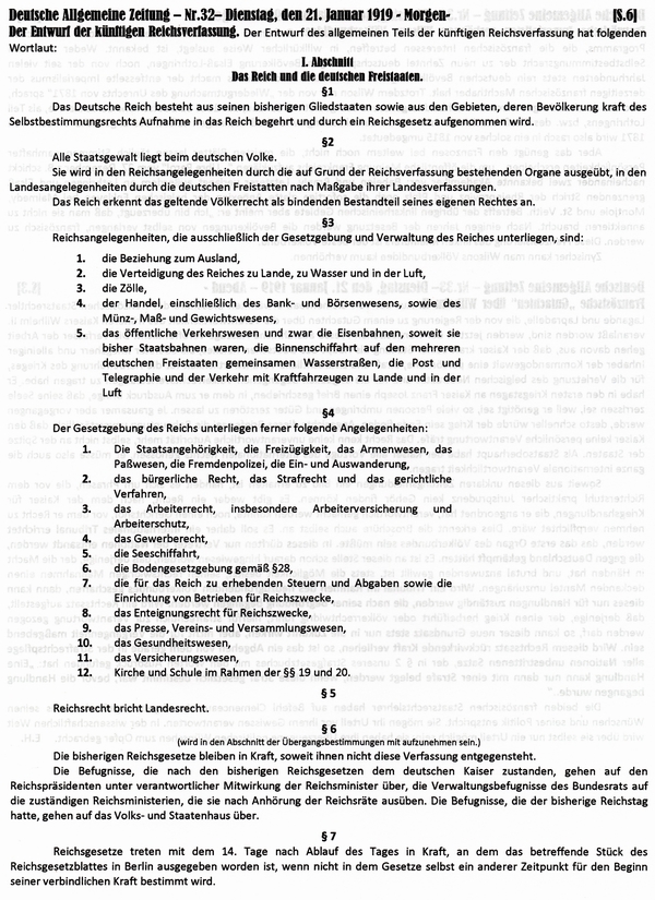 1919-01-21-Wahlen-Entwurf Verfassung-1-DAZ