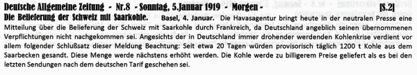 1919-01-05-aaSaarkohle in Schweiz-DAZ