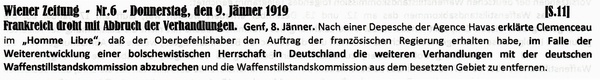 1919-01-09-cdPutsch-Frankr droht Abbruch Verhdlg-WZ