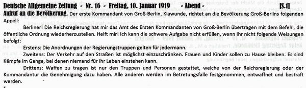 1919-01-10-cPutsch-Aufruf Berlin-DAZ