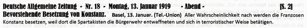 1919-01-13-aFrankr will Konstanz besetzen-DAZ