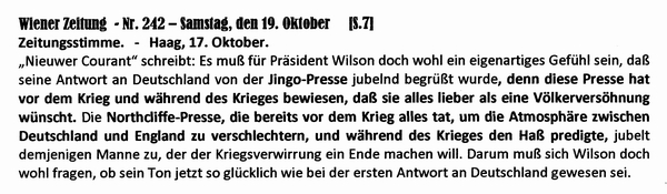 1918-10-19-Presse zu Wilson-Wilson Antwort - Wiener Zeitung-01
