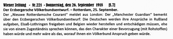 1918-09-26-Kommentar zu Erzberg.Vlkerbundentwurf-Wiener Zeitung