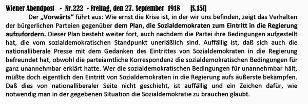 1918-09-27-Kommentar-Vorwrts-Hauptausschu-Wiener Zeitung