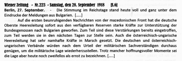 1918-09-28-Bulgarien-Reichstag Reaktion-Wiener Zeitung