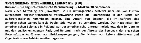 1918-10-01-Engl-franz-Verschwrung in Ruland-Wiener Zeitung