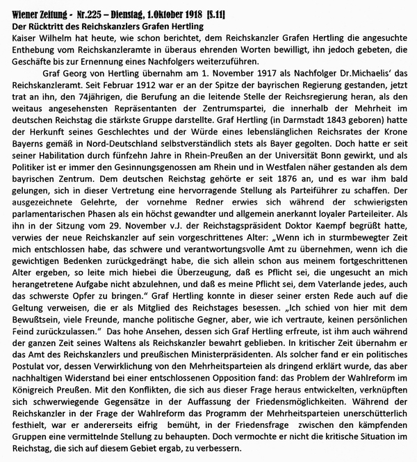 1918-10-01-Rcktritt-Hertling-Lebenslauf-Wiener Zeitung