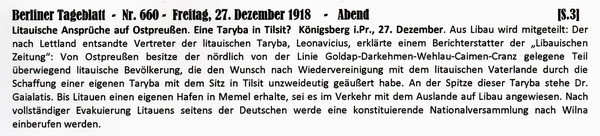 1918-12-27--08-Litauen will Ostpreuen-BTB