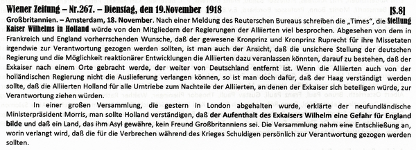 1918-11-19-aStellung des Kaisers in Holland-WZ