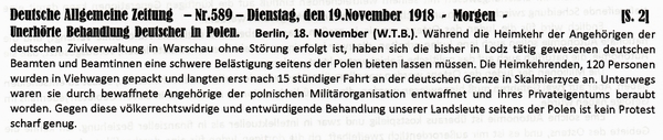 1918-11-19-cBhdlg -deutscher in Polen-DAZ