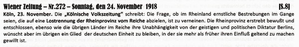 1918-11-24-aTrennungsbestrebung Rheinland-WZ