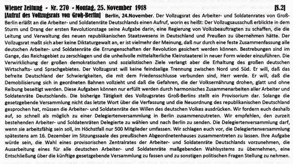 1918-11-25-bAufruf Vollzugsrat-WZ