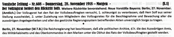 1918-11-28-aaEisner-Bayern will Solf Rcktritt-VOS