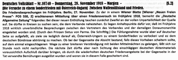 1918-11-28-bEntente sterr Sonderfrieden 1918-DVB