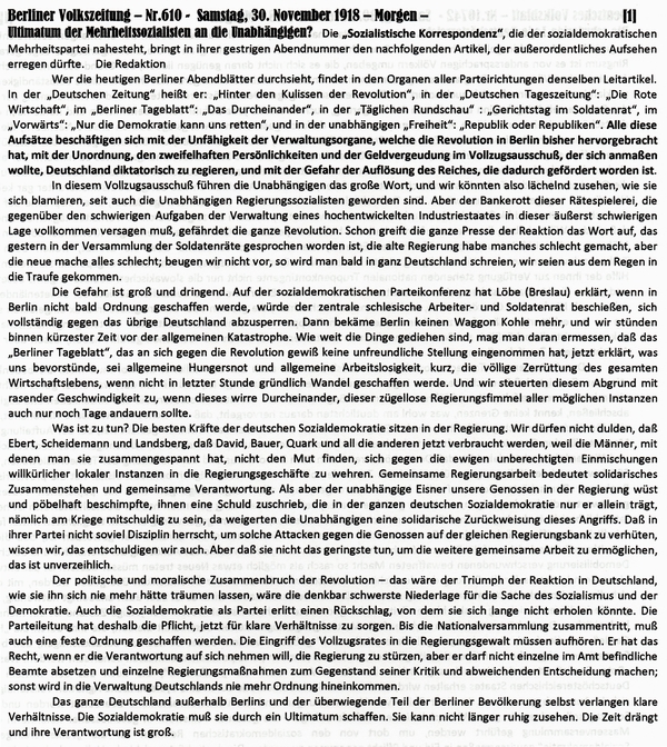 1918-11-30-mUltimatum an USPD-BVZ