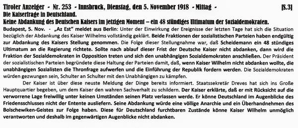1918-11-05-30-Kaiserfrage-TAZ