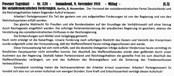 1918-11-09-01-SPD Forderungen teils erfllt-POS