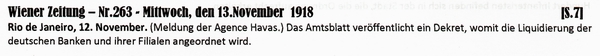 1918-11-13-01-Rio liquidiert deut Banken-WZ
